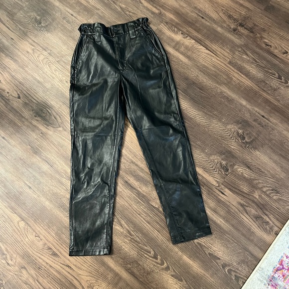 Express Pants - Express faux leather ankle super high rise paper bag pants
